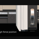 Switching between the two fence positions is effortless with the sliding scale.