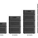 Stacked battery units with capacity labels