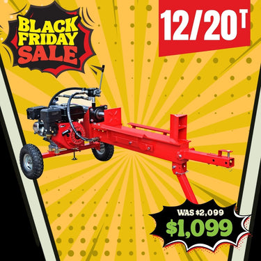 BBT 12/20 Ton Horizontal Wood Log Splitter - 6.5hp Petrol Engine - 2-Year Warranty