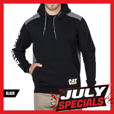 CAT Logo Panel Hooded Sweat - Black