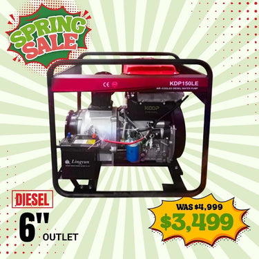 BBT 6" Diesel High Flow Transfer Water Pump - 23hp Twin Cylinder - Electric Start