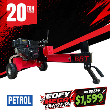 BBT 20T Ton Wood Log Splitter - 6.5hp Petrol engine - 2-Year Warranty