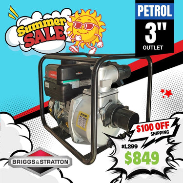 BBT 3" High Volume Transfer Water Pump - Briggs & Stratton XR950 - 2-Year Warranty