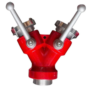 Controllable Dividing Breech Reducer – 2" BSP Inlet x Dual 1.5" (38mm) Storz Outlets – Heavy-Duty Aluminium