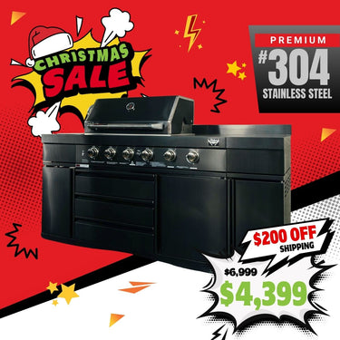 Bull BBQ Black Edition Outdoor Kitchen 6 Burner With Sink & Rotisserie – #304 Stainless Steel