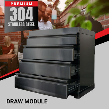 Bull BBQ Black Edition Stainless Steel Outdoor Kitchen Drawer Module – #304 Premium Stainless Steel