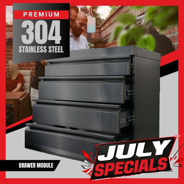 Bull BBQ Black Edition Stainless Steel Outdoor Kitchen Drawer Module – #304 Premium Stainless Steel