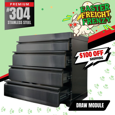 Bull BBQ Black Edition Stainless Steel Outdoor Kitchen Drawer Module – #304 Premium Stainless Steel