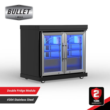 Bull BBQ Black Edition Stainless Steel Double Fridge Cooler Module – #304 Stainless Steel