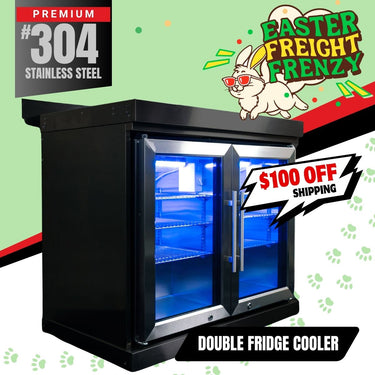 Bull BBQ Black Edition Stainless Steel Double Fridge Cooler Module – #304 Stainless Steel