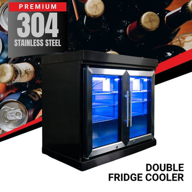 Bull BBQ Black Edition Stainless Steel Double Fridge Cooler Module – #304 Stainless Steel