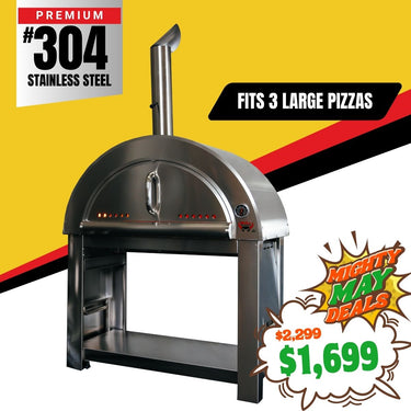 Bull BBQ Outdoor Large Wood-Fired Pizza Oven - Premium #304 Stainless Steel