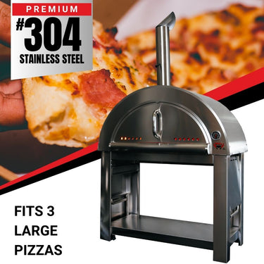 Bull BBQ Outdoor Large Wood-Fired Pizza Oven - Premium #304 Stainless Steel