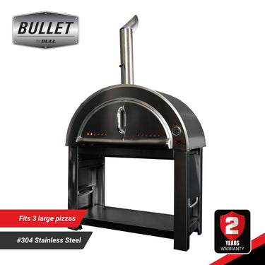 Bull BBQ Outdoor Large Wood-Fired Pizza Oven - Black Edition Premium #304 Stainless Steel