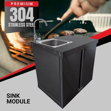 Bull BBQ Black Edition Stainless Steel Outdoor Kitchen Sink Module – #304 Premium Stainless Steel