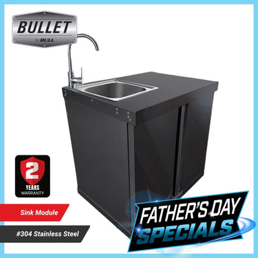Bull BBQ Black Edition Stainless Steel Outdoor Kitchen Sink Module – #304 Premium Stainless Steel