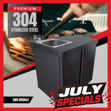 Bull BBQ Black Edition Stainless Steel Outdoor Kitchen Sink Module – #304 Premium Stainless Steel