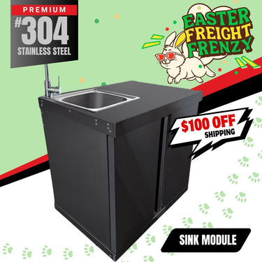 Bull BBQ Black Edition Stainless Steel Outdoor Kitchen Sink Module – #304 Premium Stainless Steel