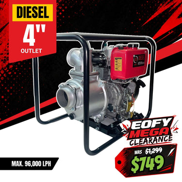 BBT 4" Diesel High Flow Transfer Water Pump - 10hp Pullstart