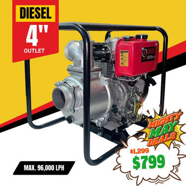 BBT 4" Diesel High Flow Transfer Water Pump - 10hp Pullstart