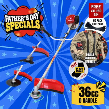 BBT 36cc Petrol 4 Stroke Brush Cutter / Whipper Snipper Bull Horns - 2-Year Warranty