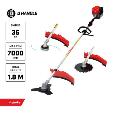 BBT 36cc Petrol 4 Stroke Brush Cutter / Whipper Snipper D Handle - 2-Year Warranty