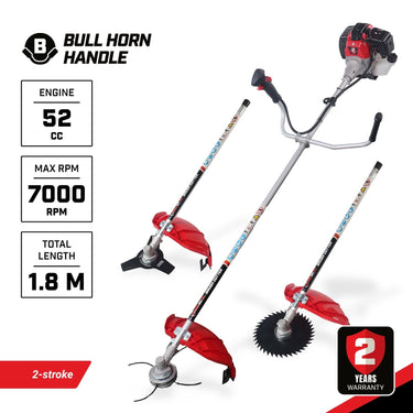 BBT 52cc 2-Stroke Brush Cutter & Whipper Snipper – Bull Horn Handle - 2-Year Warranty
