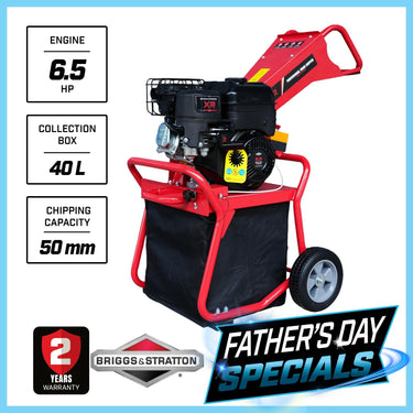 BBT XR950 Briggs & Stratton Garden Wood Chipper Shredder - 6.5hp Petrol - 2-Year Warranty
