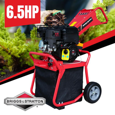 BBT 6.5hp Petrol 196cc Briggs & Stratton Garden Wood Chipper Shredder - 2yrw