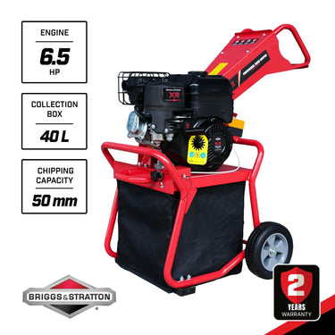 BBT XR950 Briggs & Stratton Garden Wood Chipper Shredder - 6.5hp Petrol - 2-Year Warranty