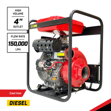 BBT 4" Diesel High Pressure Cast Iron Water Pump 11hp Electric Start