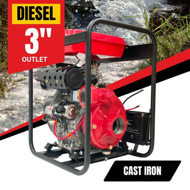 BBT 3" Diesel High Pressure Cast Iron Water Pump - 11HP Electric Start