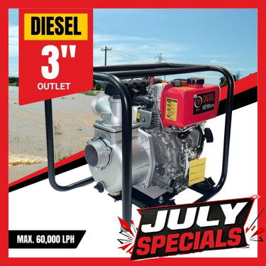 BBT 3" Diesel High Volume Transfer Water Pump - 6hp Pullstart