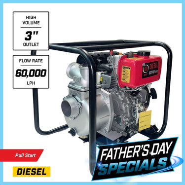 BBT 3" Diesel High Volume Transfer Water Pump - 6hp Pullstart