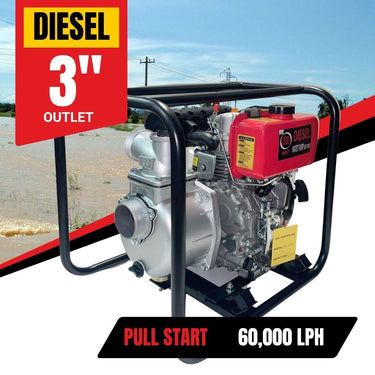 BBT 3" Diesel High Volume Transfer Water Pump - 6hp Pullstart