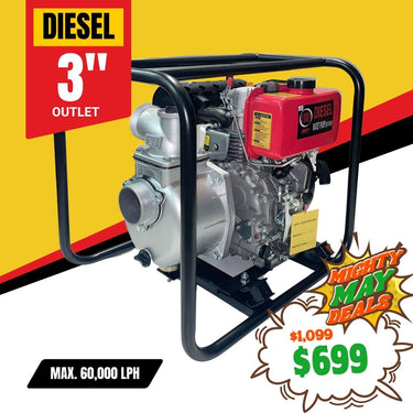 BBT 3" Diesel High Volume Transfer Water Pump - 6hp Pullstart