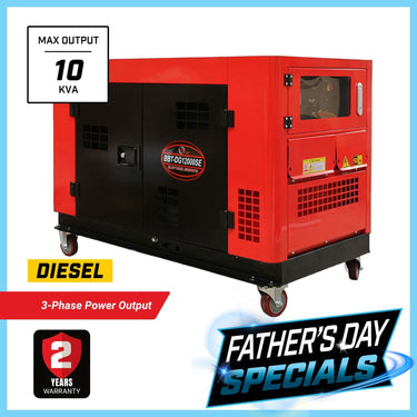 BBT 10KVA 3-Phase Diesel 23HP 2-Cylinder Silent Generator - 2-Year Warranty