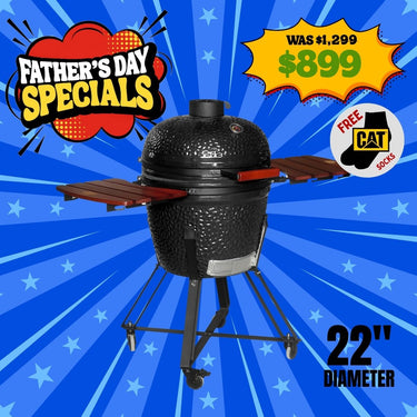Kamado Smoker Grill 22" included Stand with wheels (Black)