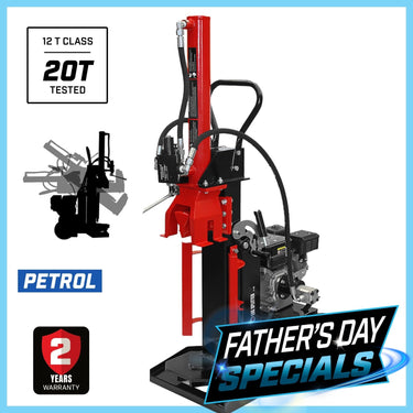 BBT 12/20 Ton Vertical/horizontal Wood Log splitter - 6.5hp Petrol Engine - 2-Year Warranty