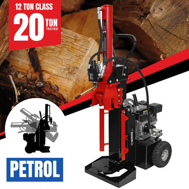 BBT 12/20 Ton Vertical/horizontal Wood Log splitter - 6.5hp Petrol Engine - 2-Year Warranty