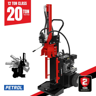 BBT 12/20 Ton Vertical/horizontal Wood Log splitter - 6.5hp Petrol Engine - 2-Year Warranty