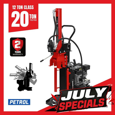 BBT 12/20 Ton Vertical/horizontal Wood Log splitter - 6.5hp Petrol Engine - 2-Year Warranty