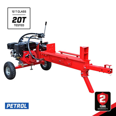 BBT 12/20 Ton Horizontal Wood Log Splitter - 6.5hp Petrol Engine - 2-Year Warranty
