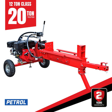 BBT 12/20 Ton Horizontal Wood Log Splitter - 6.5hp Petrol Engine - 2-Year Warranty