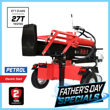 BBT 27 Ton Wood Log Splitter - 7hp Petrol Electric Start Engine - 2-Year Warranty