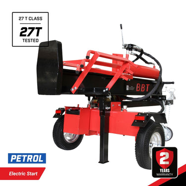 BBT 27 Ton Wood Log Splitter - 7hp Petrol Electric Start Engine - 2-Year Warranty
