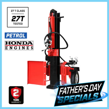 BBT 27 Ton Wood Log splitter - Honda GX200 6.5HP Pull Start - 2-Year Warranty