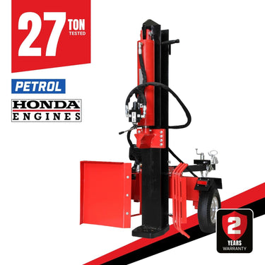 BBT 27 Ton Wood Log splitter - Honda GX200 6.5HP Electric Start - 2-Year Warranty