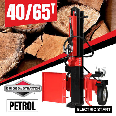 BBT 40/65 Ton Hydraulic Petrol Wood Log splitter with 13.5hp Briggs and Stratton electric start engine