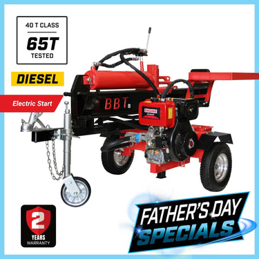 BBT 40/65 Ton Hydraulic Wood Log splitter - 10hp Diesel electric start - 2-Year Warranty